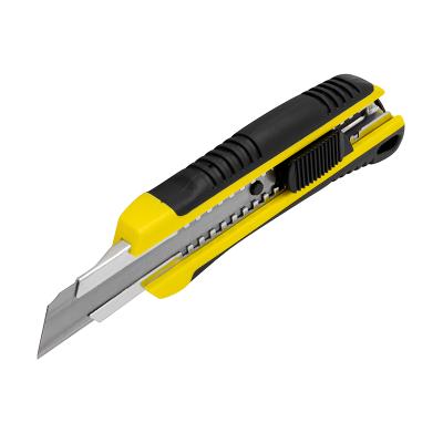 Kniv med Non-Slip gummigreb, 18 mm knivblad, Autolås og magasin med 2 ekstra knivblade